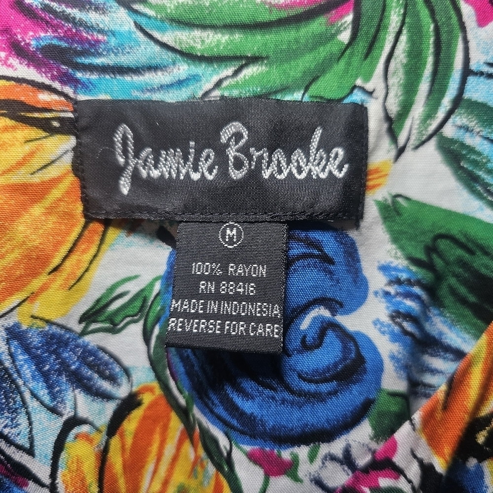 Jennie Brooke Vintage 90s Floral Sleeveless Tie-Front Romper Painterly Print - Picture 16 of 17